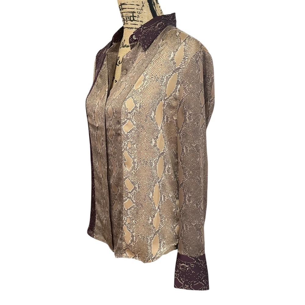 Equipment Femme Yvonet Button Down Blouse Top Brown Snakeskin Print Size Small - Picture 7 of 8